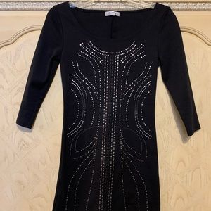Black Bodycon with Metallic Textured Print